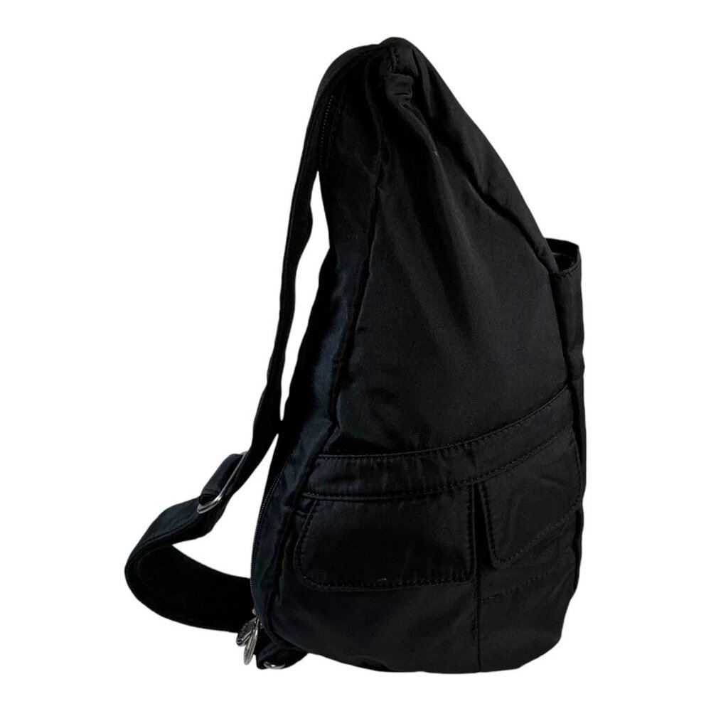 Healthy Back Bag By AmeriBag Crossbody Sling Backpack - Black Nylon Purse carry - Picture 7 of 11